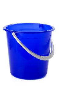 Blue Plastic Bucket with White Handle