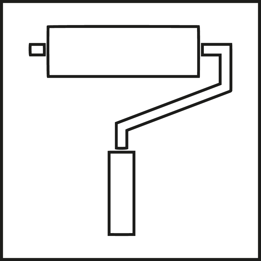 Minimalist paint roller icon representing expert lime-based painting services by specialty contractors.