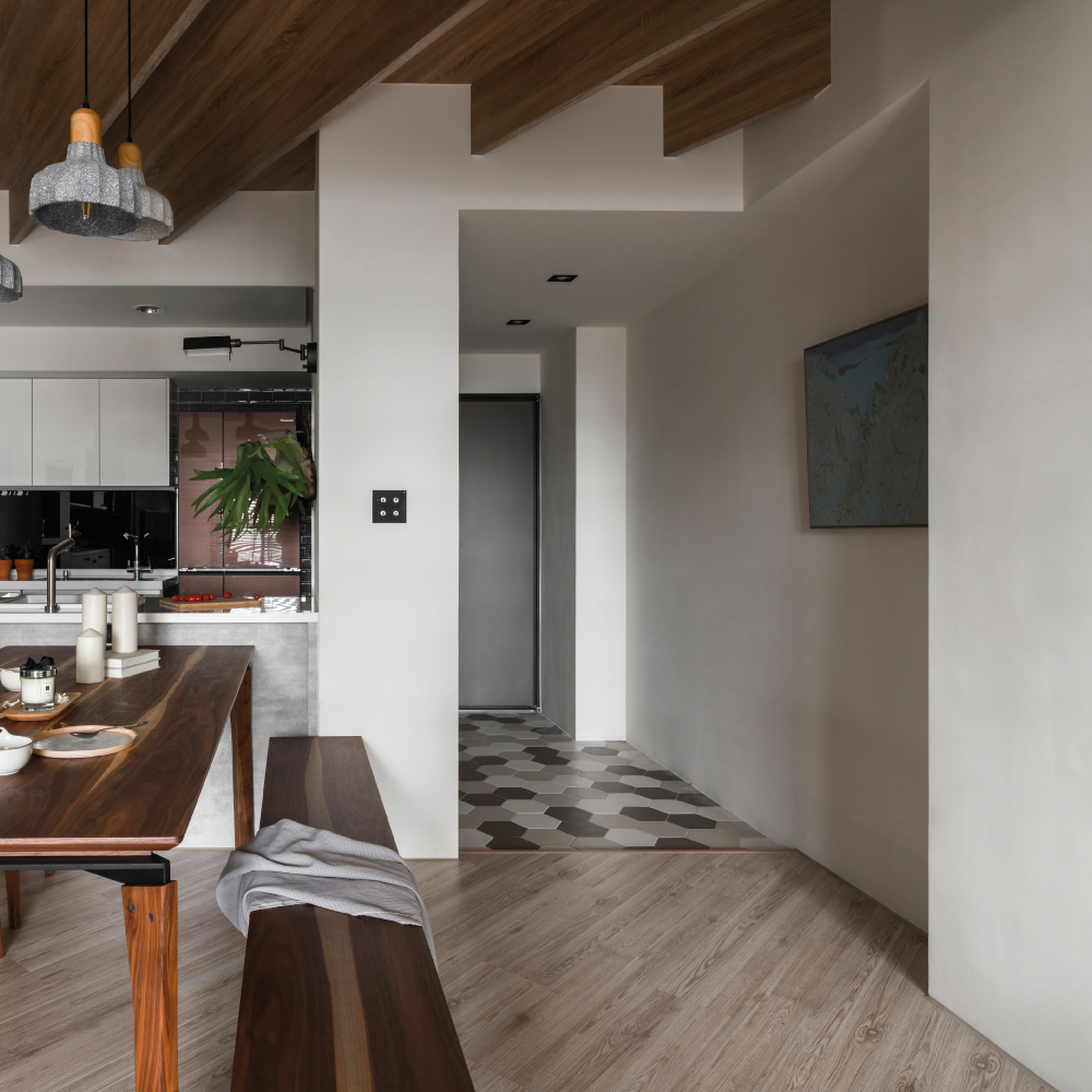 Contemporary interior featuring walls finished with Decora A&C Unica Single Coat Low VOC Water-Based Paint, enhancing natural textures and warm aesthetics.