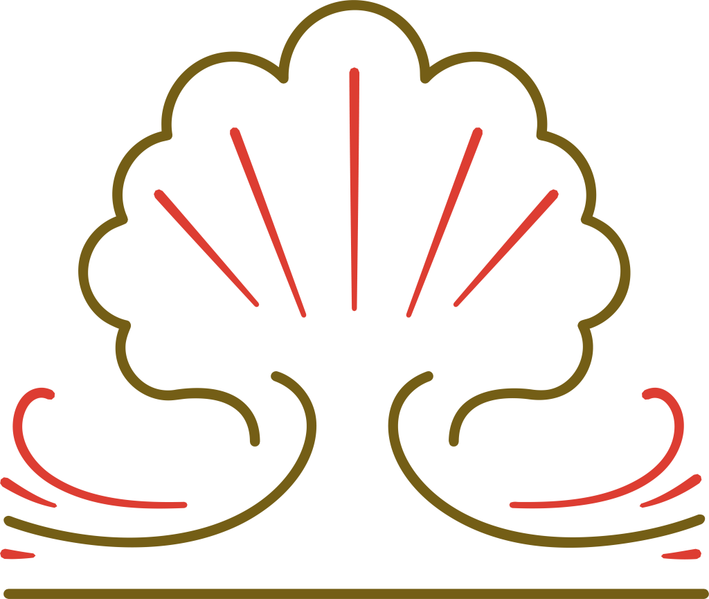 Stylized shell illustration representing coastal themes.