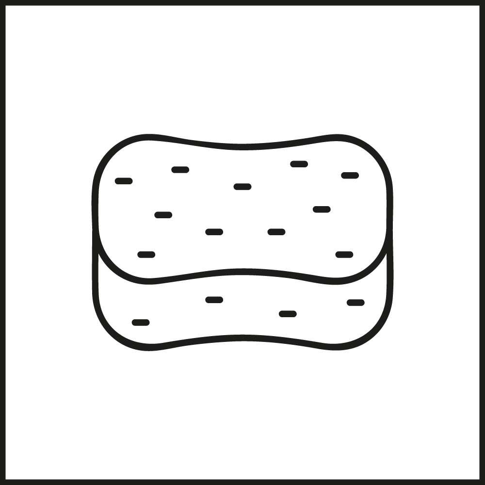 Cleaning sponge with textured surface.