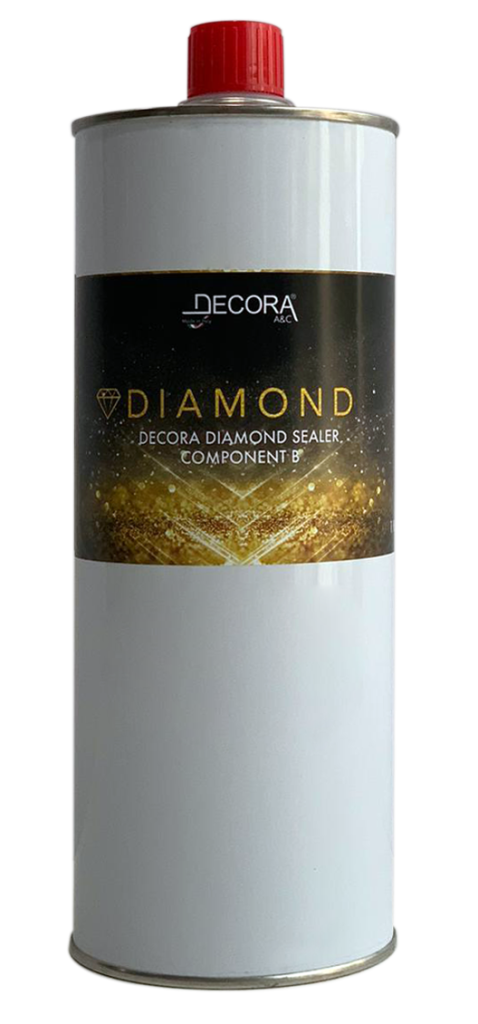 Decora Diamond Sealer Component B metal can with red cap.