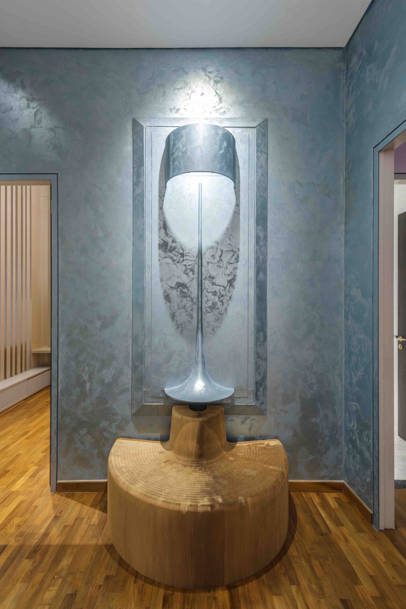ERA metallic textured wall finish by Decora A&C with 3D effect in a modern interior feature wall.