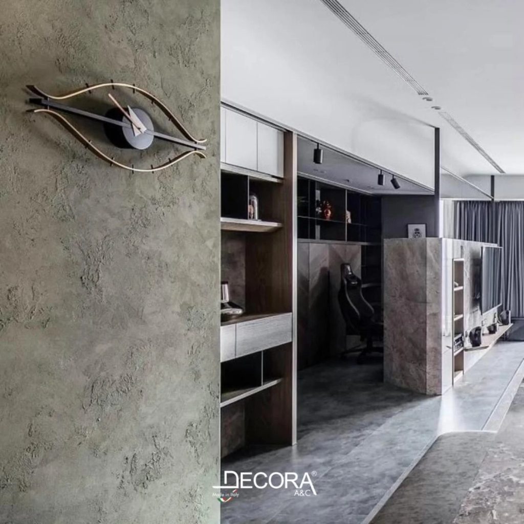 Modern interior wall finished with Incanto Slaked Lime by DECORA