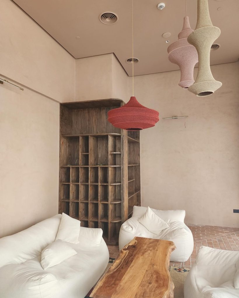 Carrara lime plaster finish with soft matte texture at Else Hotel Kuala Lumpur