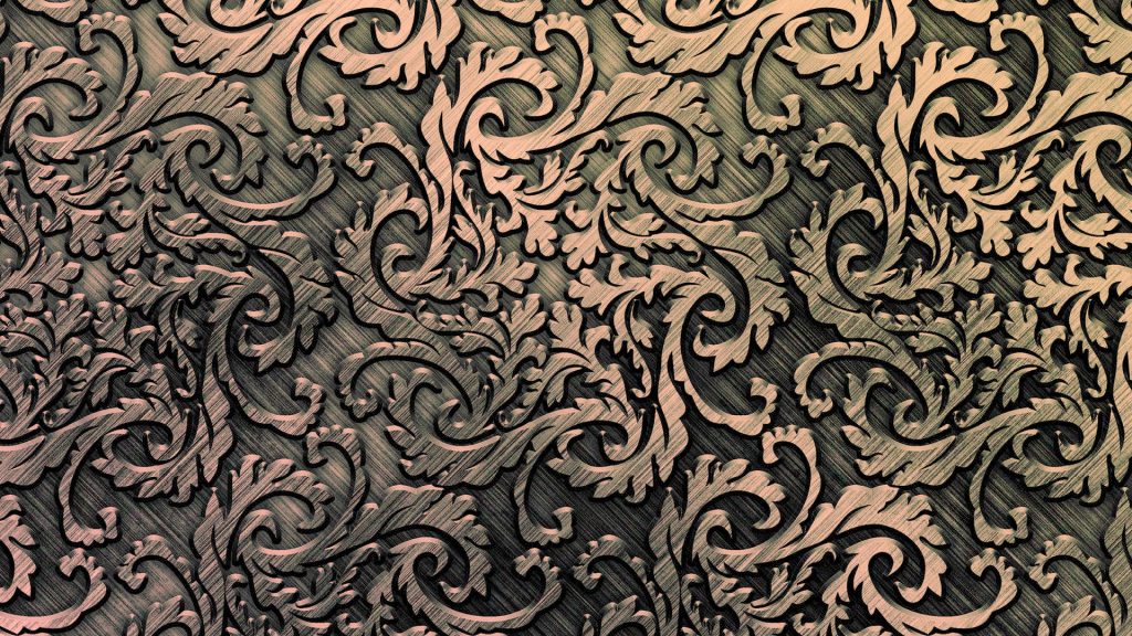 Close-up of floral steel art with detailed metallic patterns, showcasing opulent, Italian-inspired craftsmanship.