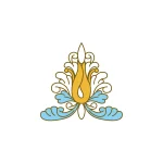 This elegant floral stencil, with soft yellow and blue accents, enhances any interior space.