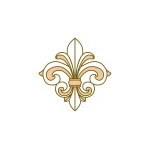 Elegant floral stencil with beige and gold accents, ideal for sophisticated décor.
